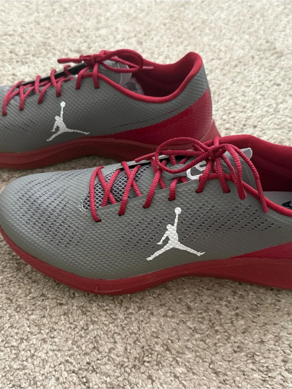 OU Football Player Exclusive Team Issued Grey and Crimson Sneakers Mens 12